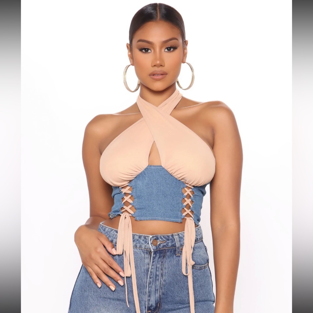 Look Good Feel Good Halter Top - Taupe/combo
